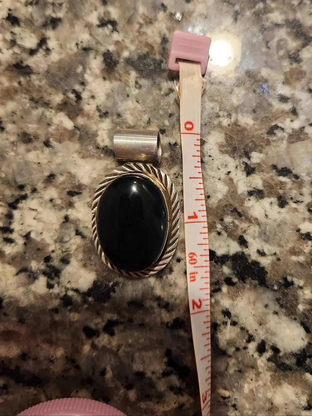 Handmade Sterling Silver 925 Taxco Mexico Black Onyx Oval Statement Pendant